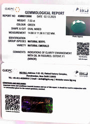 7.53/CT Natural Panna Stone with Govt. Lab Certificate (6771)